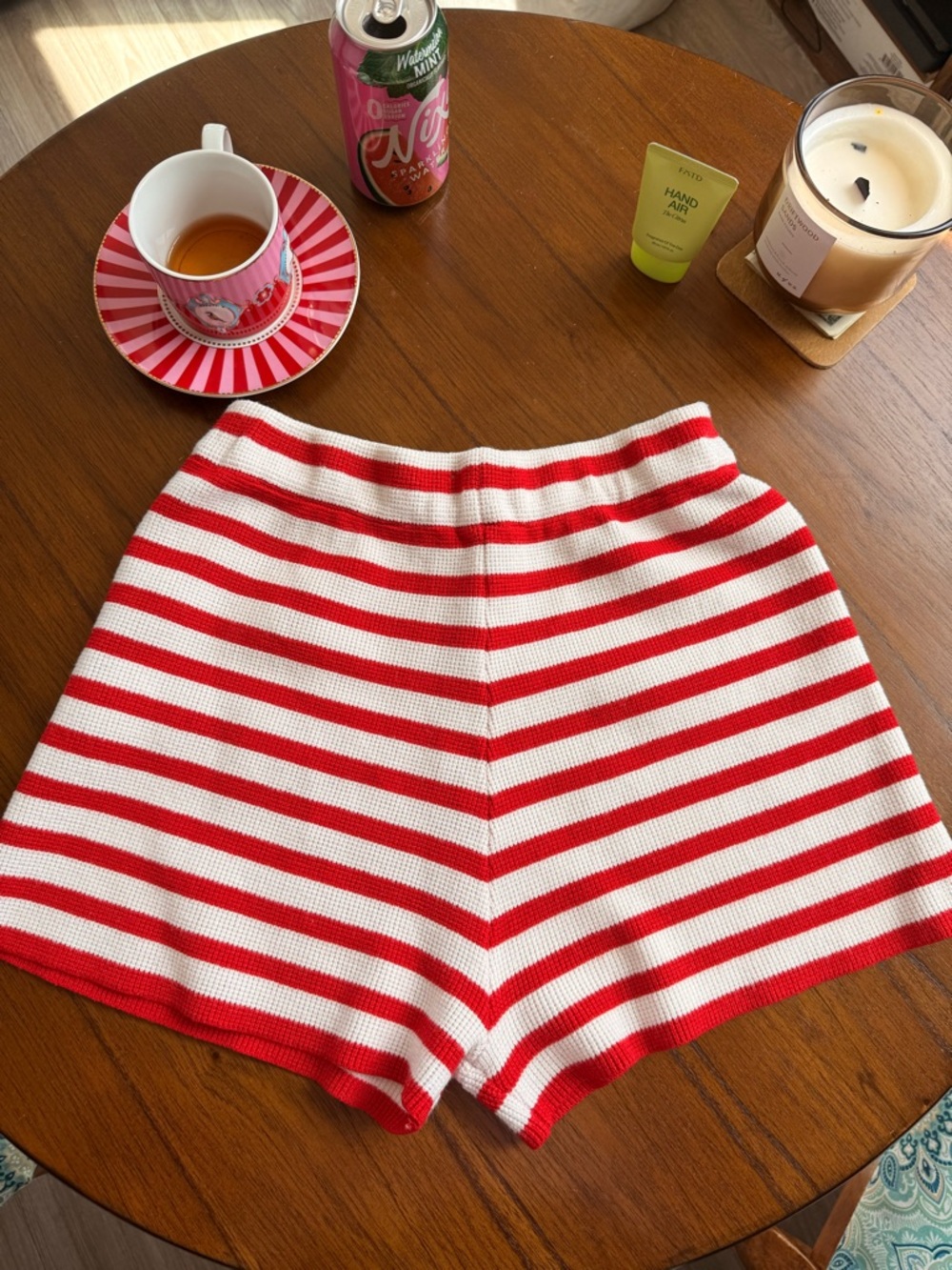 Red & White Striped Knit Women’s Shorts